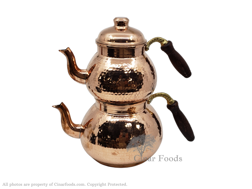 Copper Tea Pot Set - Copper Colored - Bakir Caydanlik Seti