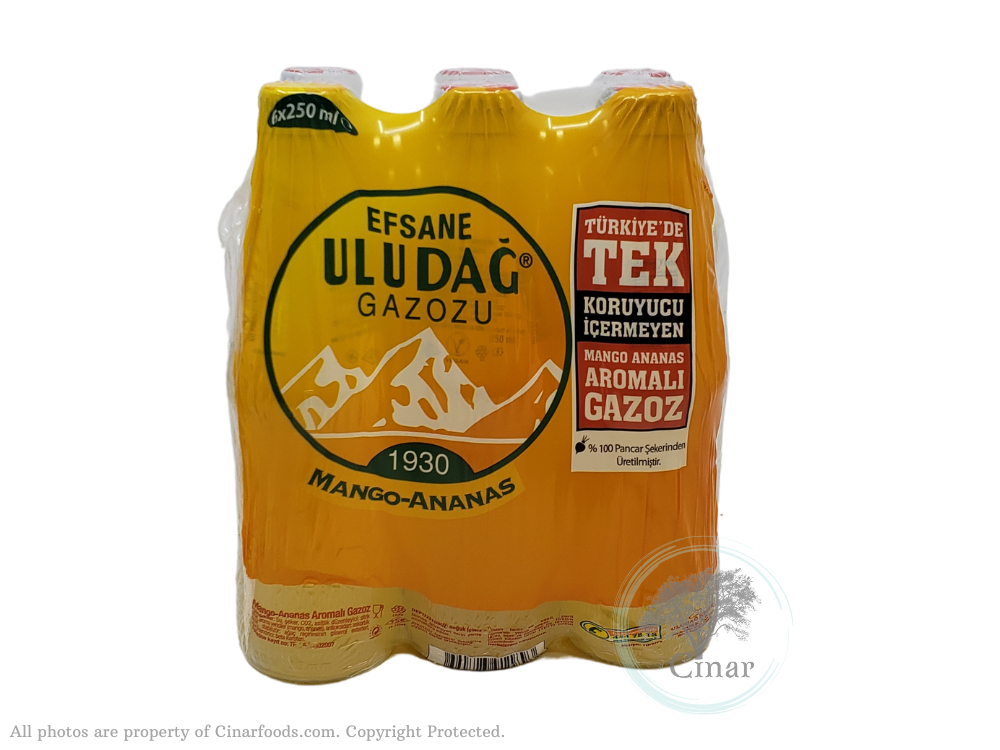 Uludag Mango-Pineapple - Mango-Ananas Gazoz - 6 Pack (8.4 oz / 250 ml)