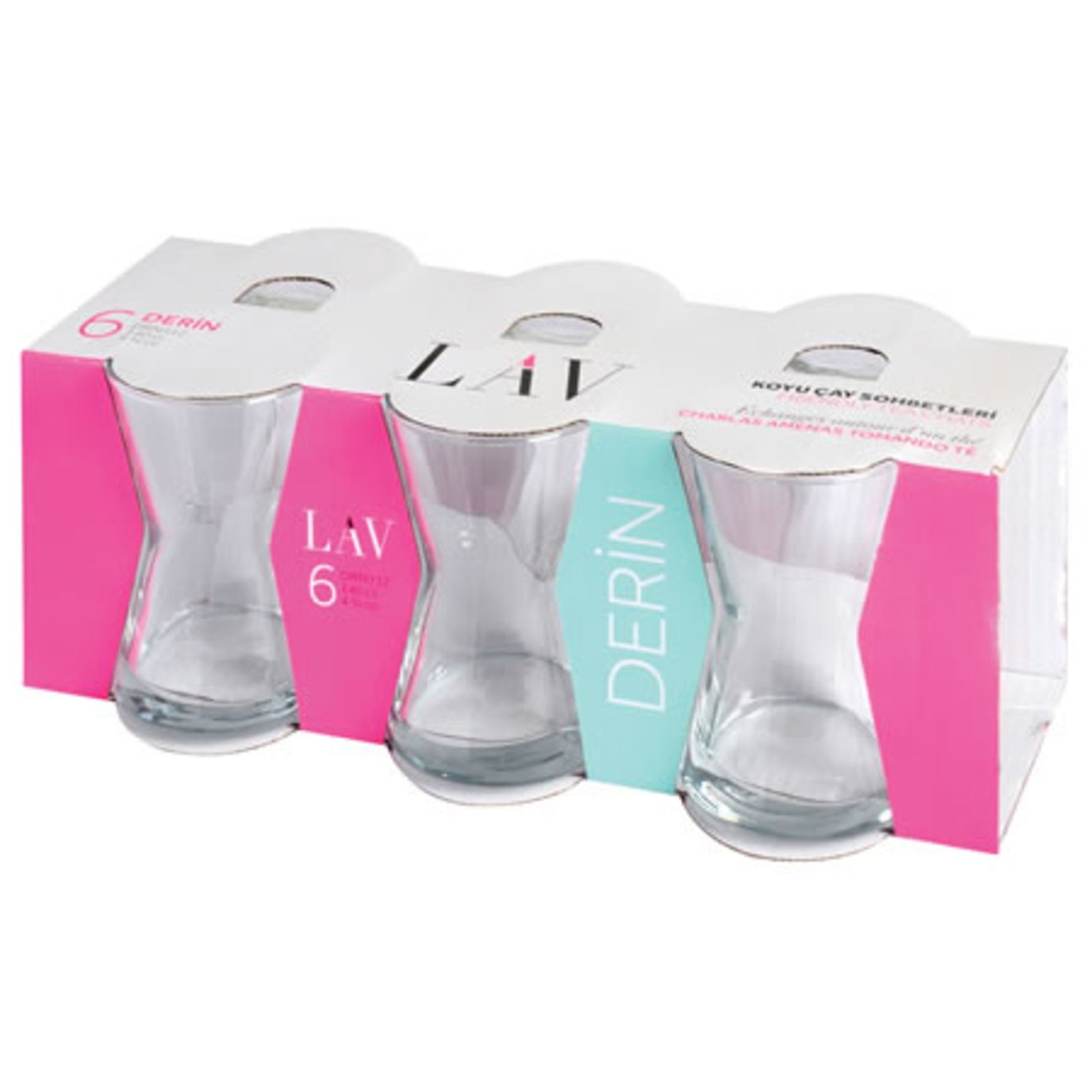 LAV DERIN Turkish Tea Glass - 6 Pieces (4.75 oz / 140 cc) DRN312