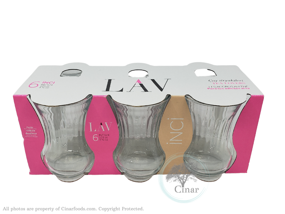 Lav Inci Turkish Tea Glass - 6 Pieces (3.5 oz / 105 cc)