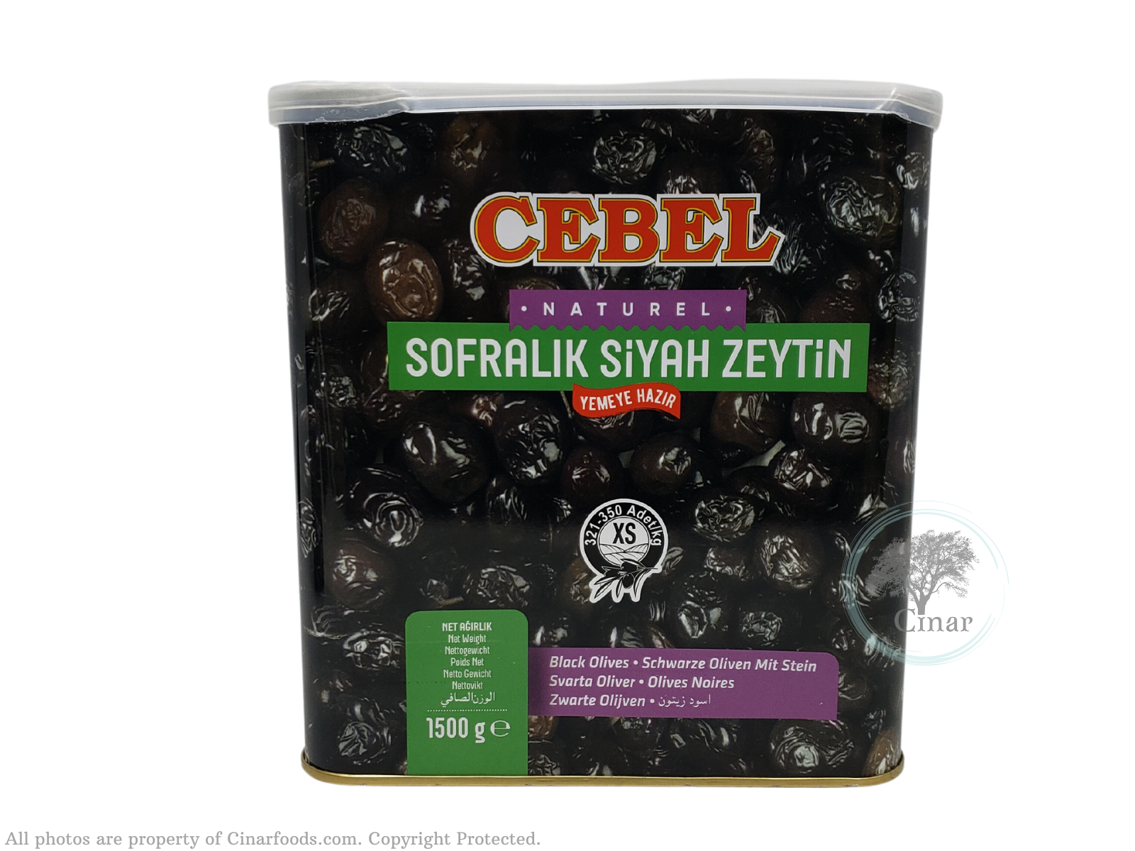 Cebel Black Olive - Siyah Zeytin - XS (321-350) (52.9 oz / 1.5 kg)