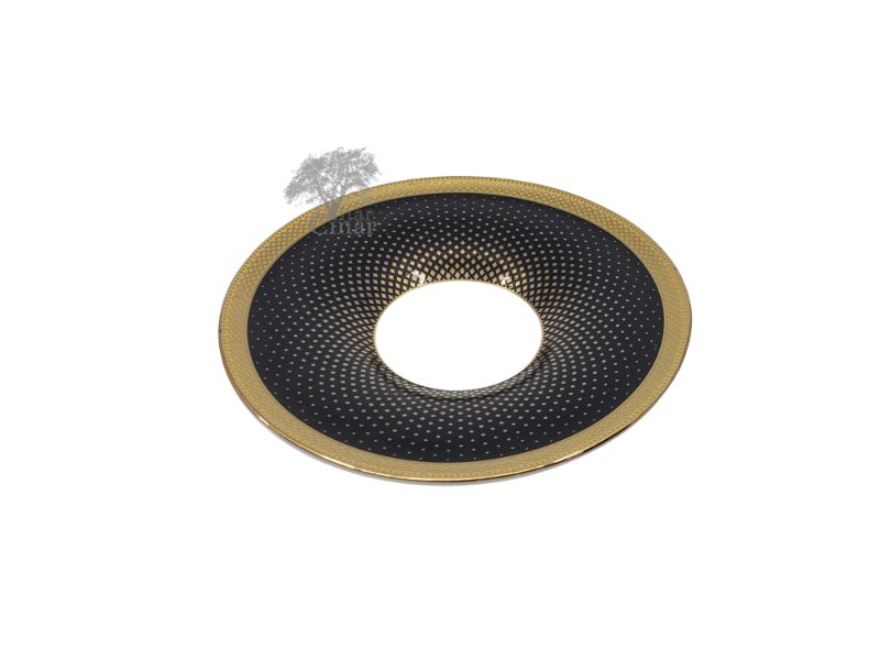 Ipek Porcelen Cay Tabagi - Tea Plate - Black Background Polka Dot 6 pcs (LA-10)