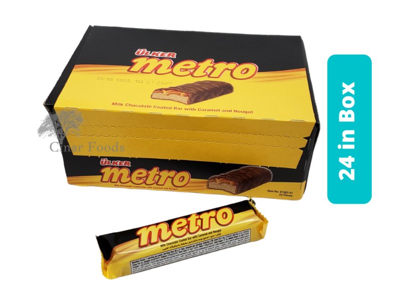 1 Box (24 Each) Ulker Metro Chocolate Coated Caramel (1.4 oz / 40 gr)