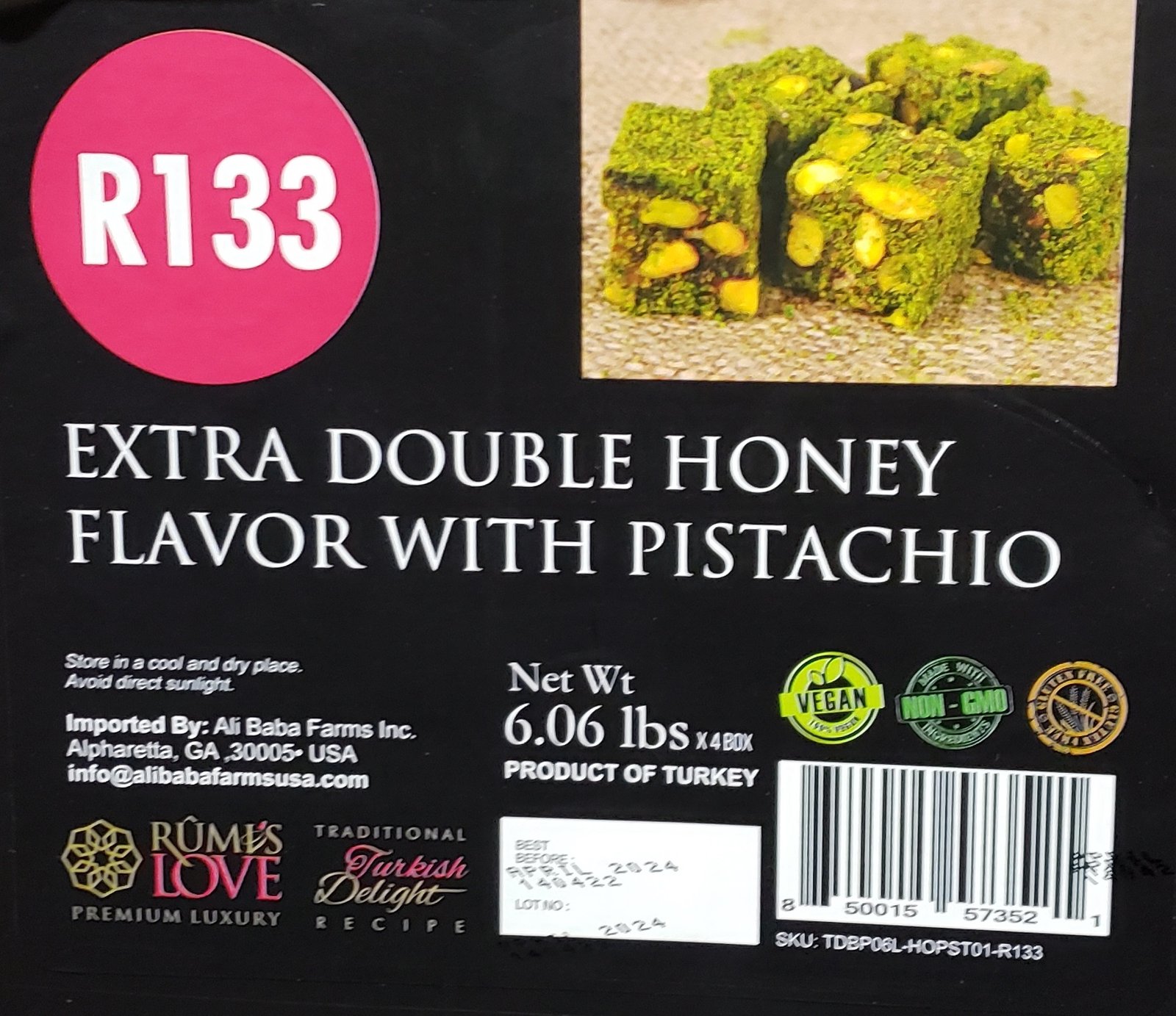 Rumi's Love R133 - Premium Luxury Turkish Delight (6 lbs 2.75 kg) - 1 Box